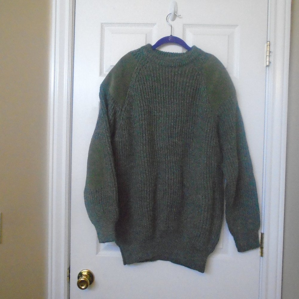 Niffi Wool Chatsworth Suede Patches Sweater size 2X Made in England